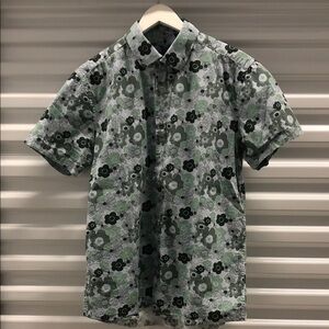 Floral Green and Blue Men's short sleeve Shirt